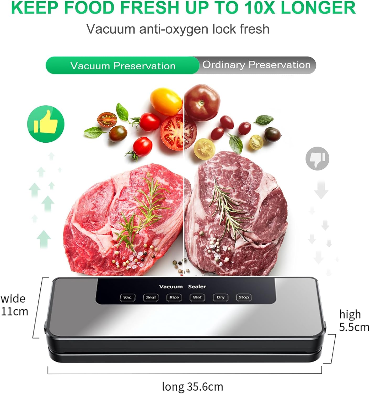 5-in-1 Food Vacuum Sealer Machine with vaccum seal bags for Dry and Moist Food