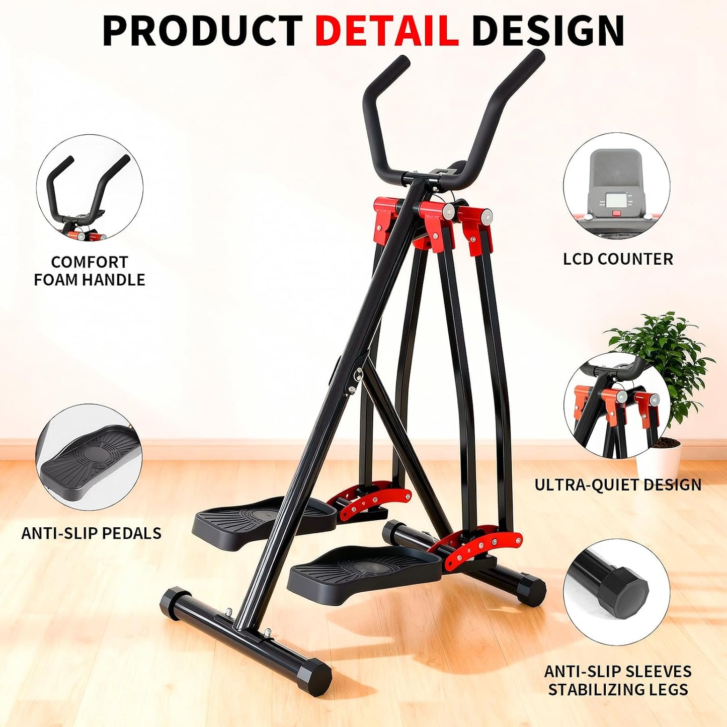 Air Walker Exercise Machine, HOWHAI Space Walker Elliptical Training for Home Gym,