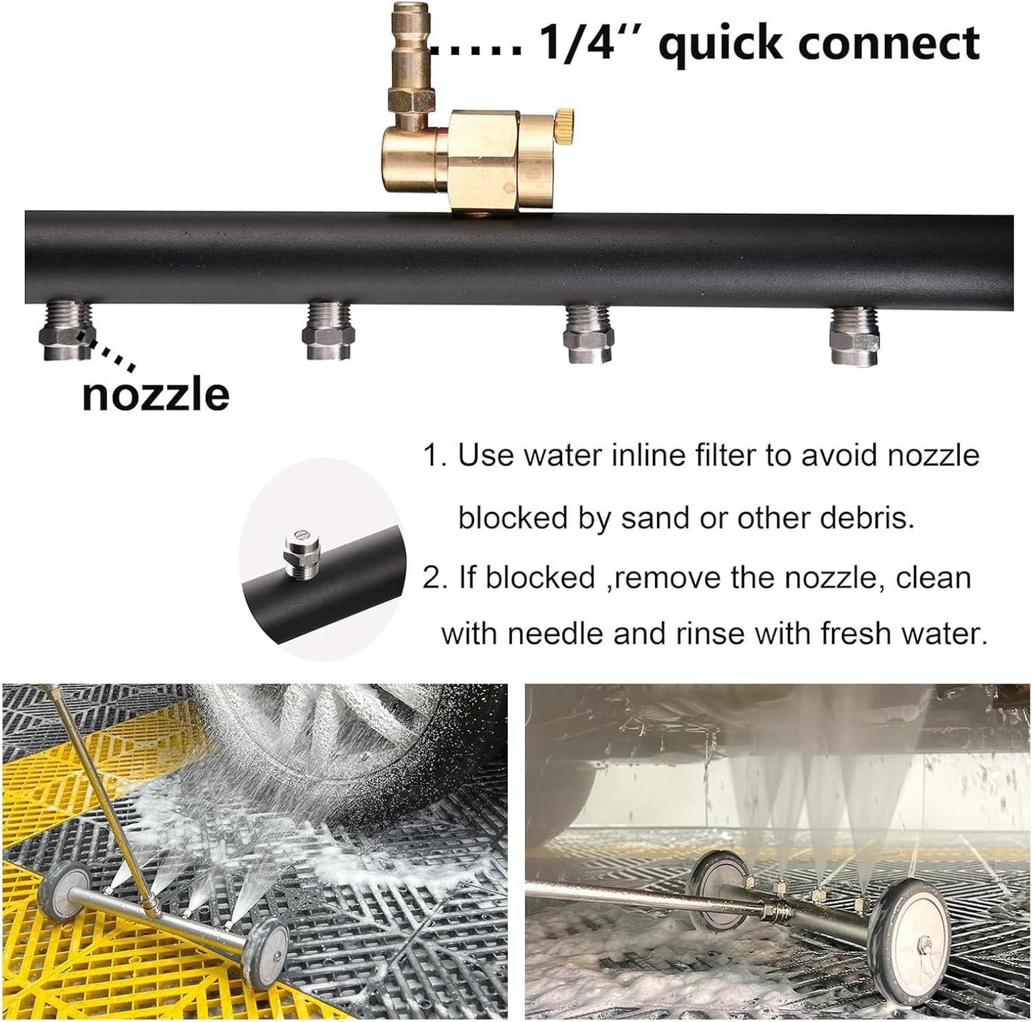 Water Broom Under car 2 in 1 Pressure undercarriage Washer Attachment