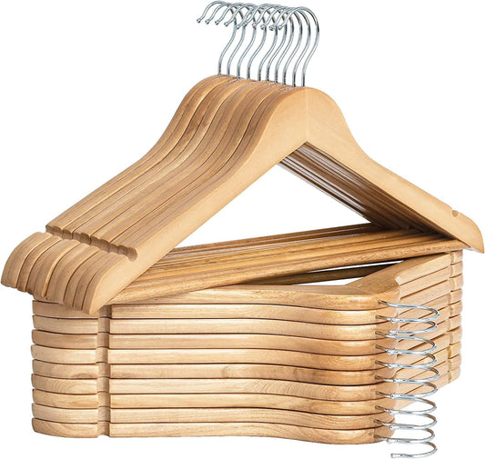Non-Slip Wooden Suit Hangers for Clothes, Dresses, and Coats (Ver Durable)