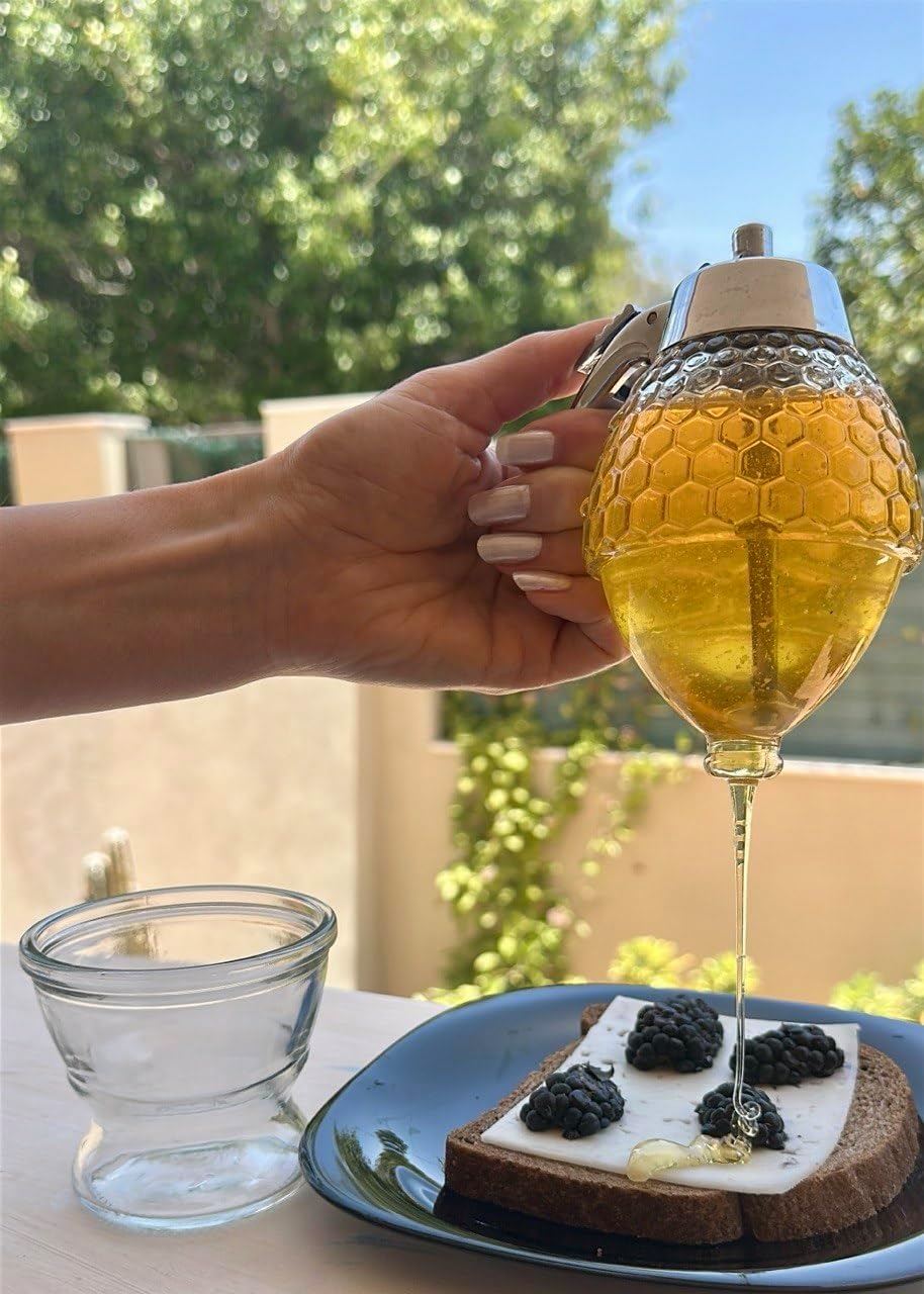 Honey dispenser Glass No Drip Syrup Sugar Container