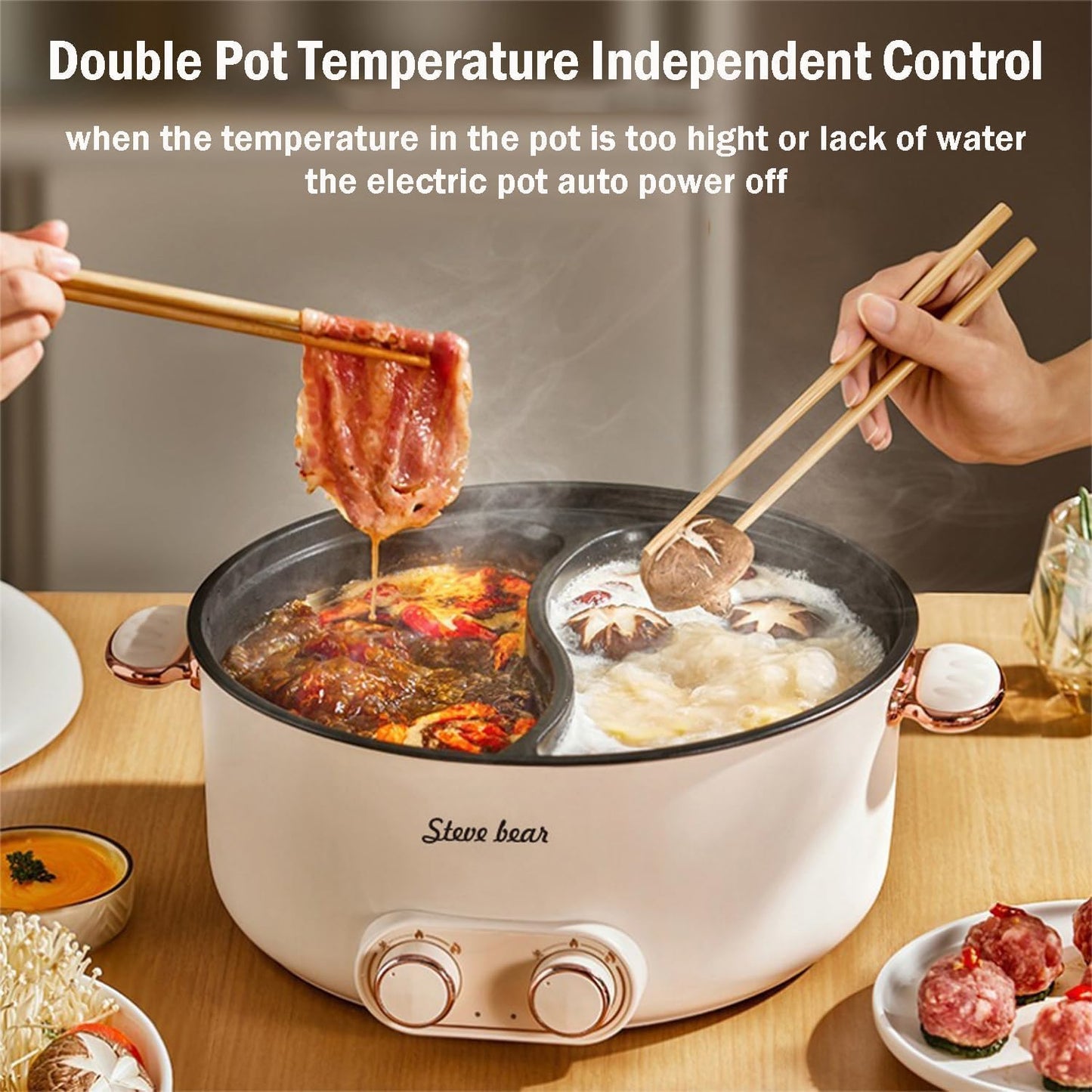 Hot Pot Electric with Divider Double, 6L capacity Non stick