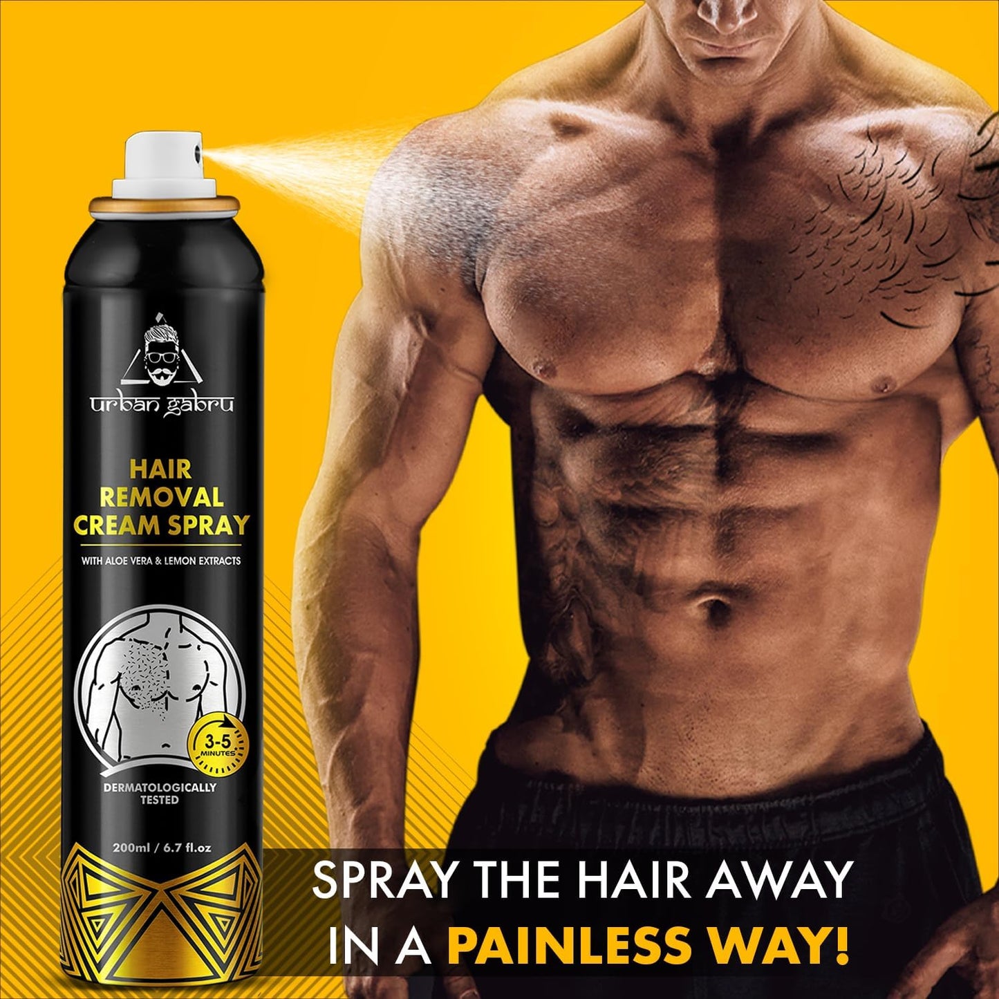 Urbangabru Hair Removal Spray (200 ml) | Body Hair Removal In 10 Minutes