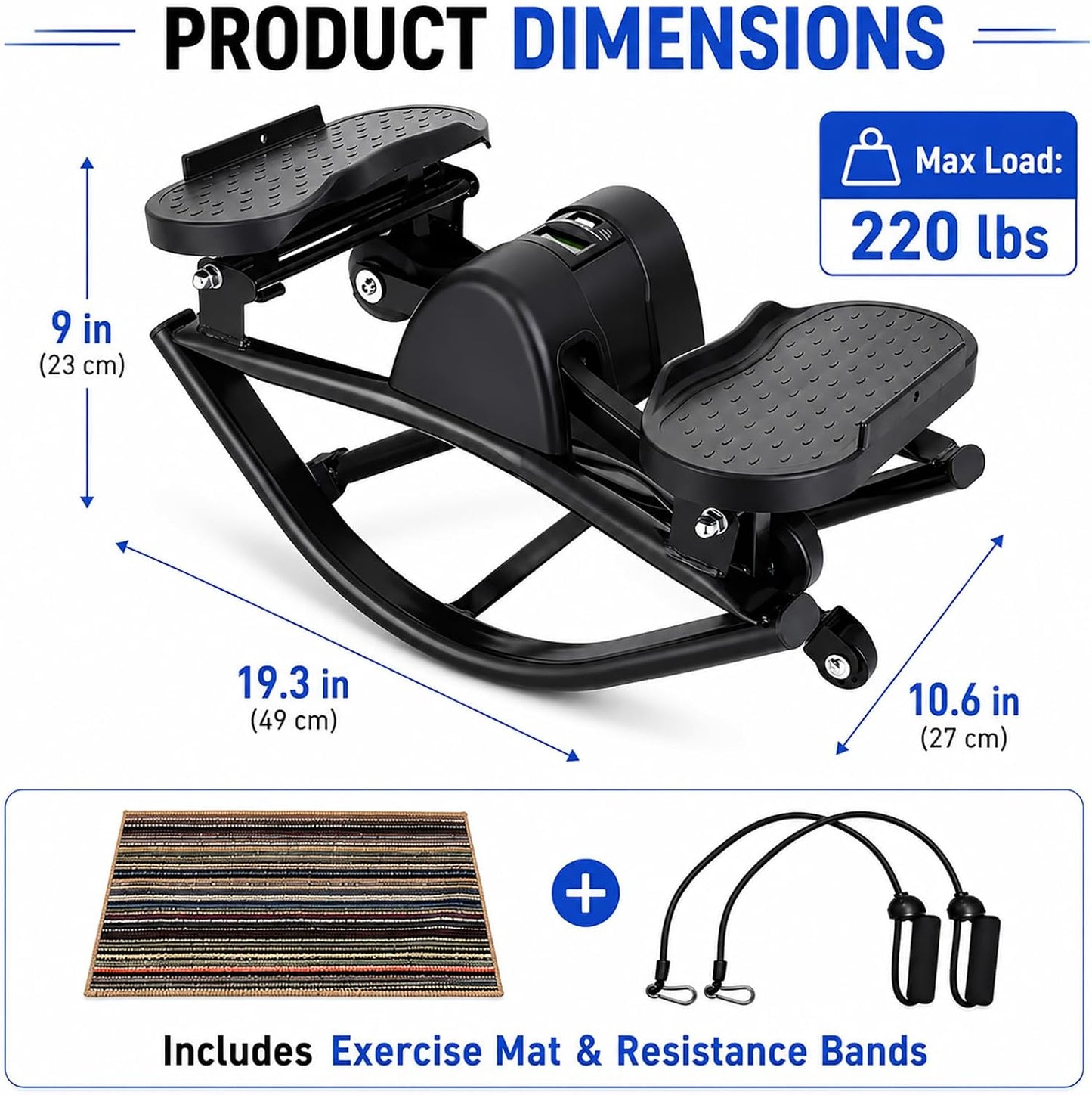 Rock Stepper Step Side-to-Side Lateral Rocking Fitness Stepper with Digital Monitor