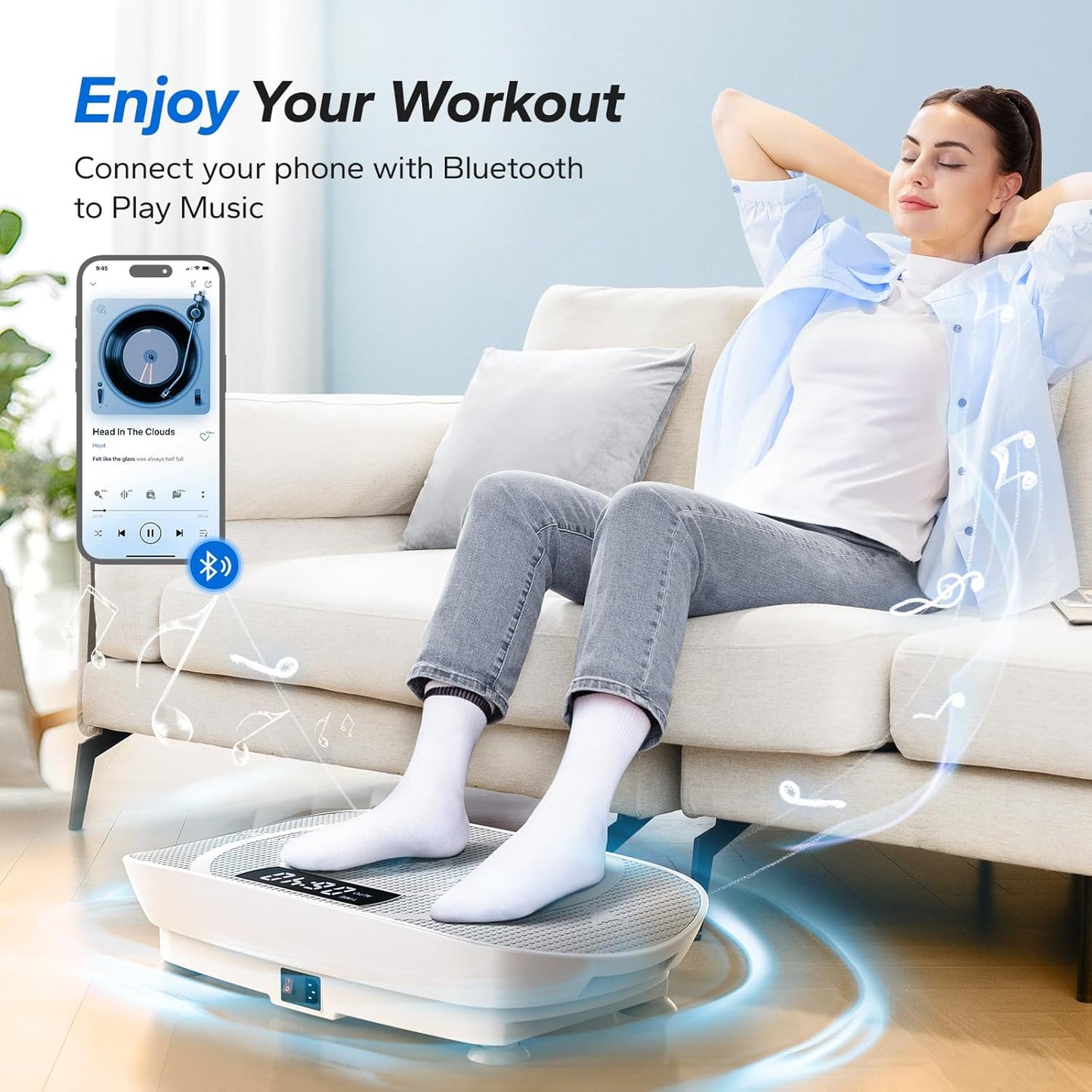 MERACH Vibration Plate Exercise Machine, Whole Body Exercise & Fitness Equipment, Bluetooth and Silicone Pedal, Vibrating Plate Machine