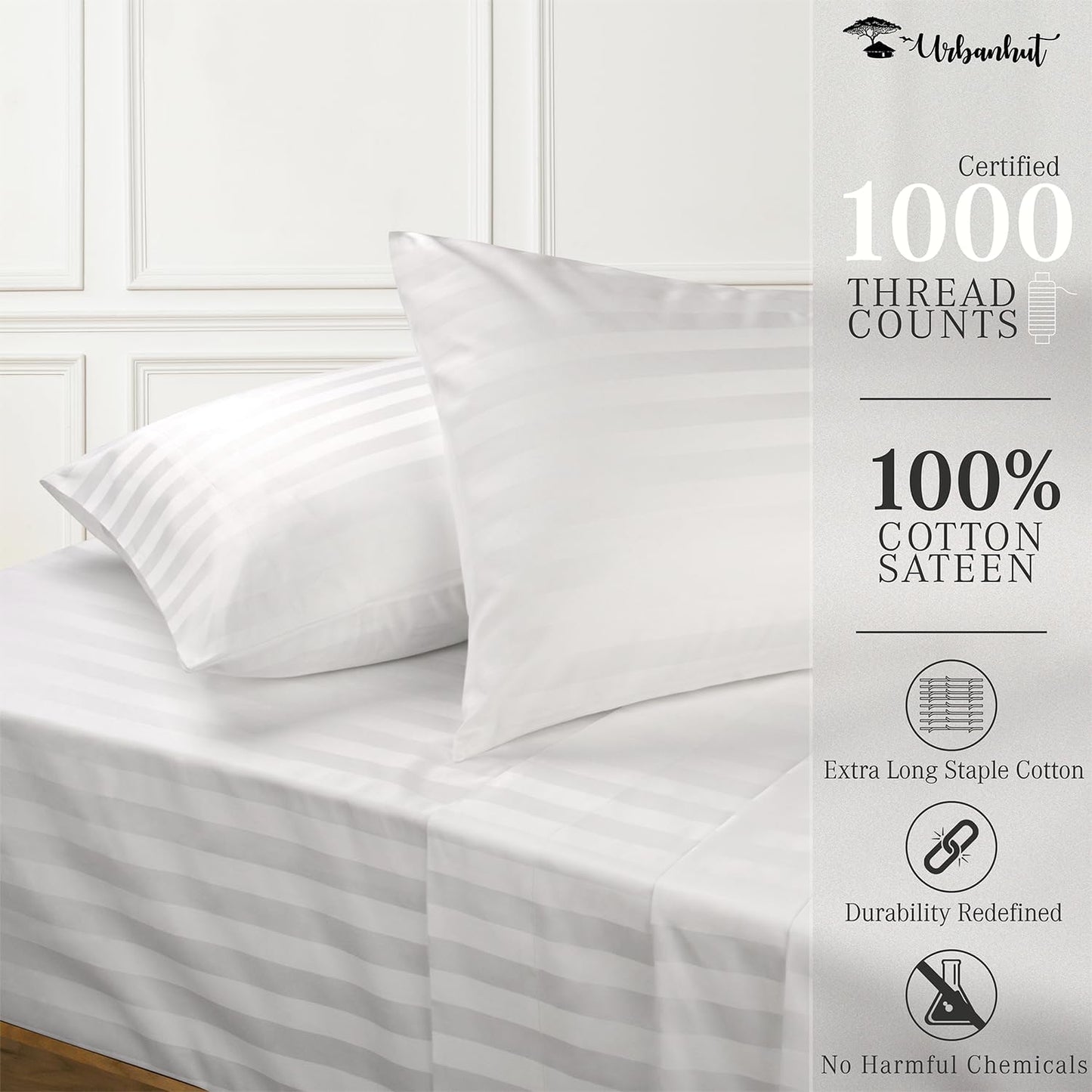 Hotel high Quality Egyptian king size cotton Stripe Bedsheet 6pcs (1 top bedsheet, 1 fitted bedsheet 4 pillowcases)