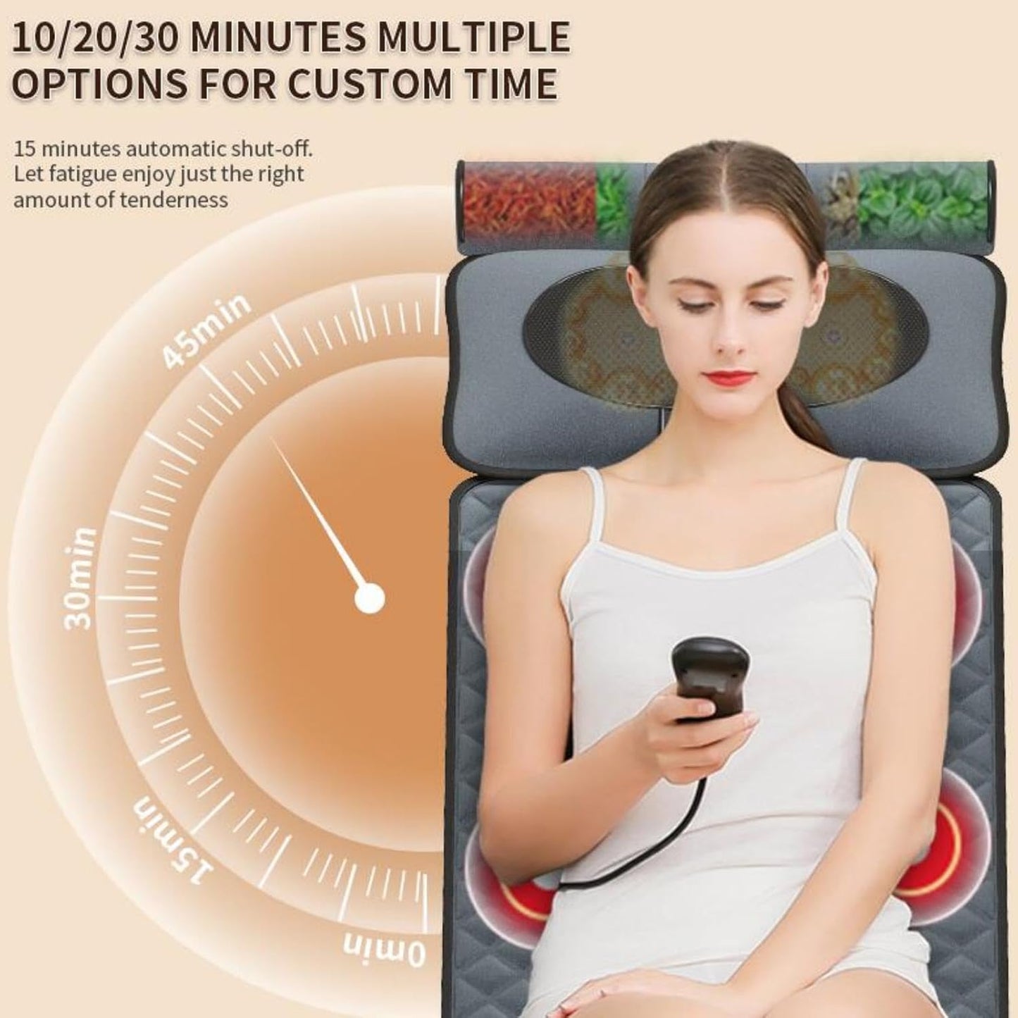 Full Body Massage Mat with Heat Massage Chair pad, Neck Foot Massager , shiatsu