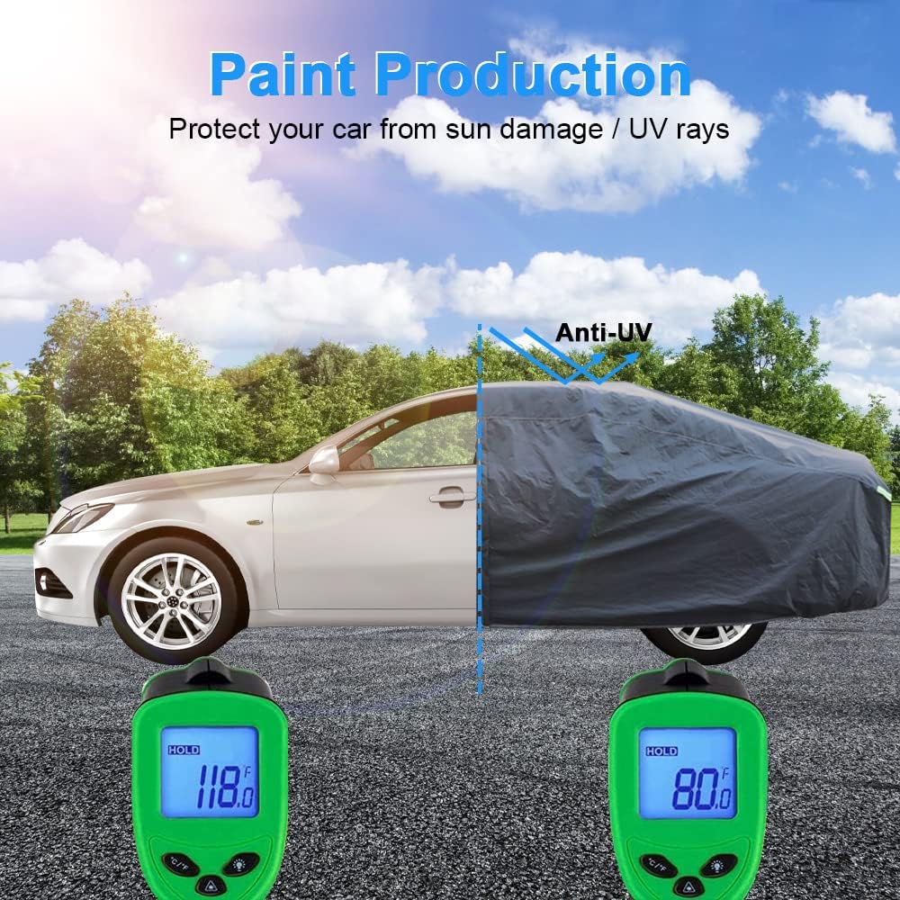 Car Cover Sunscreen UV Protection, Full Exterior Cover with Mirror Pocket/Driver