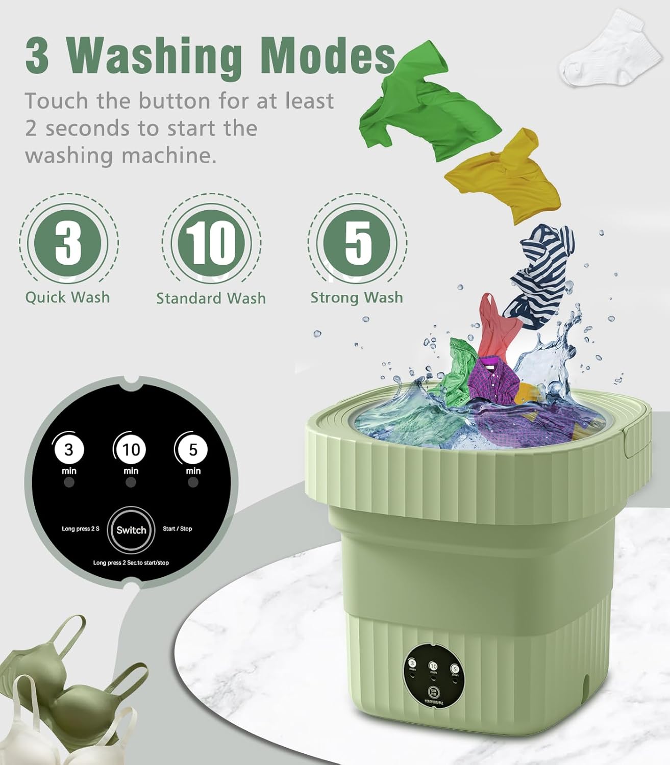 Portable Washing Machine, Washer Dryer, 6.5L High Capacity with Dehydration Function