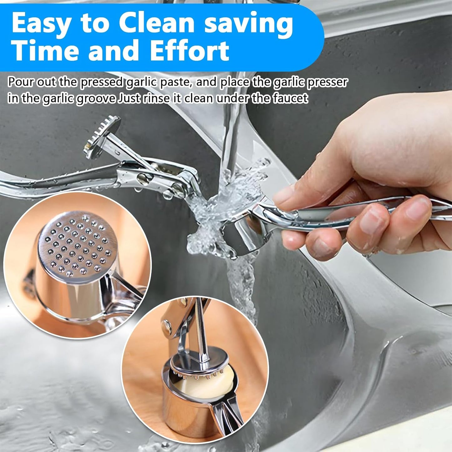 Stainless Steel Multi-Functional Manual Garlic Crusher Presser Portable