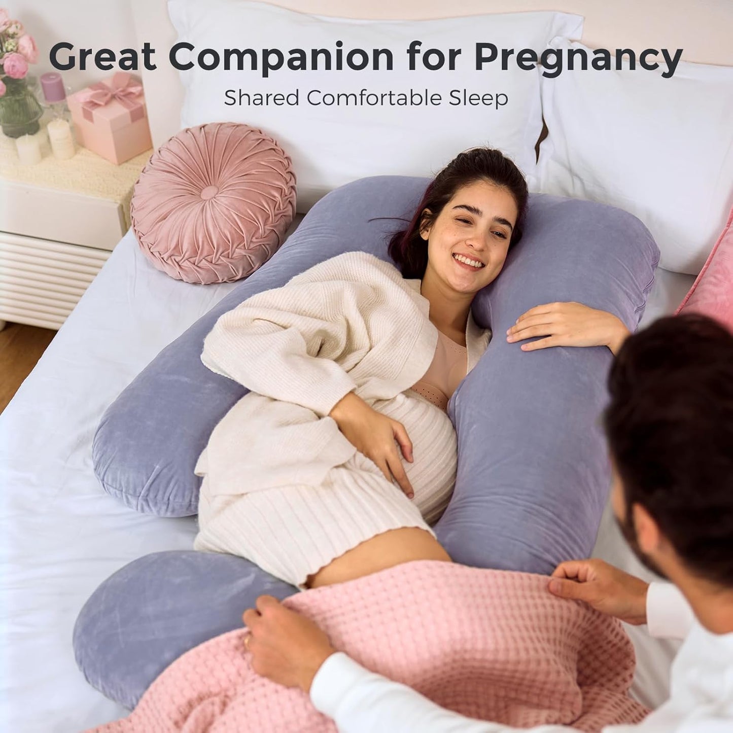 Pregnancy Pillows, U Shaped Full Body Maternity Pillow with Removable Cover