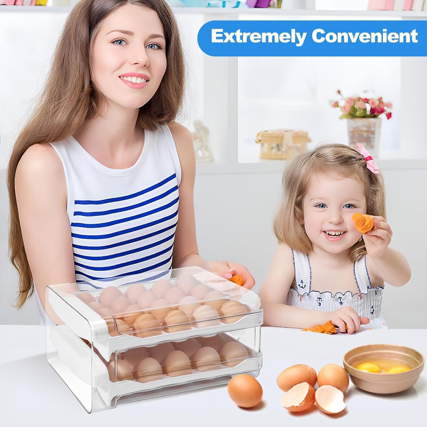 Egg Holder for Refrigerator, 40 Capacity Egg Storage
