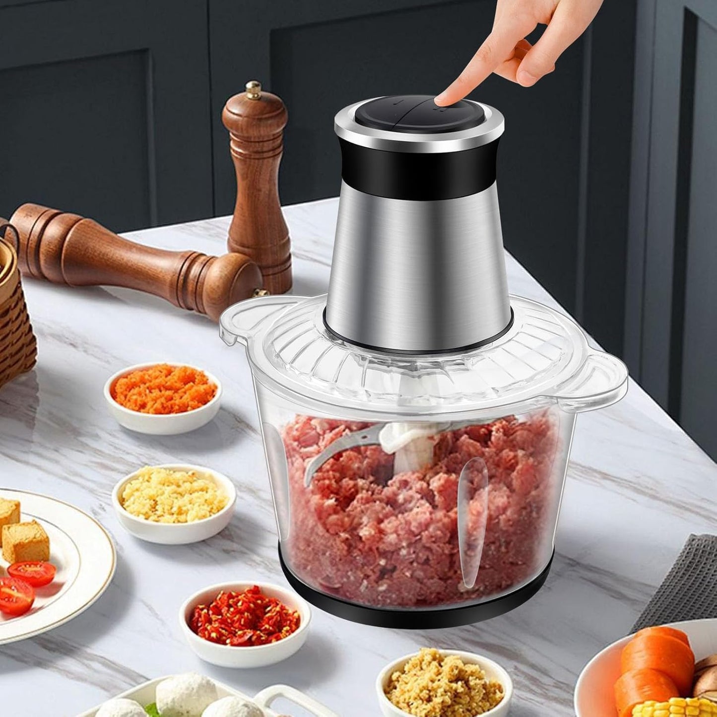 Multi Chopper & Mincer,500W Food Grinder Chopper,2 Speed,6 Detachable
