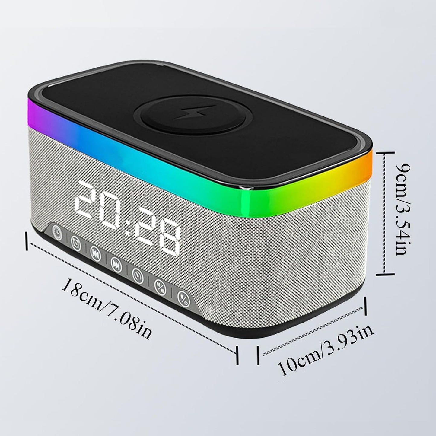 Digital Alarm Clock with 15W Fast Wireless Charger, Alarm Clock Bluetooth Radio
