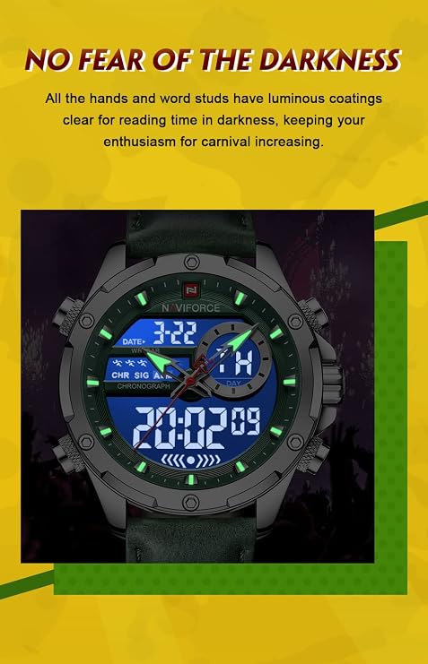 NAVIFORCE Men's Military Digital Watches Japanese Quartz Movement Analog