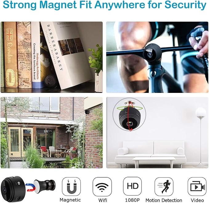 Mini WiFi Hidden Cameras,Wireless Spy Cameras with Video Live Feed / baby Nanny cam