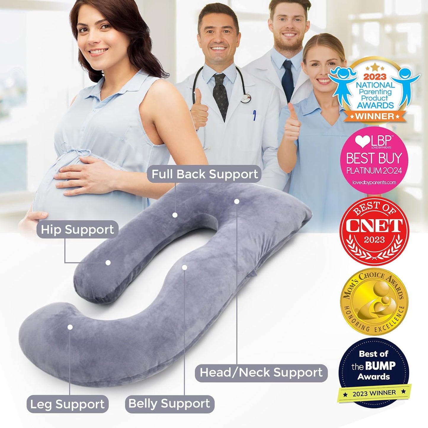 Pregnancy Pillows, U Shaped Full Body Maternity Pillow with Removable Cover