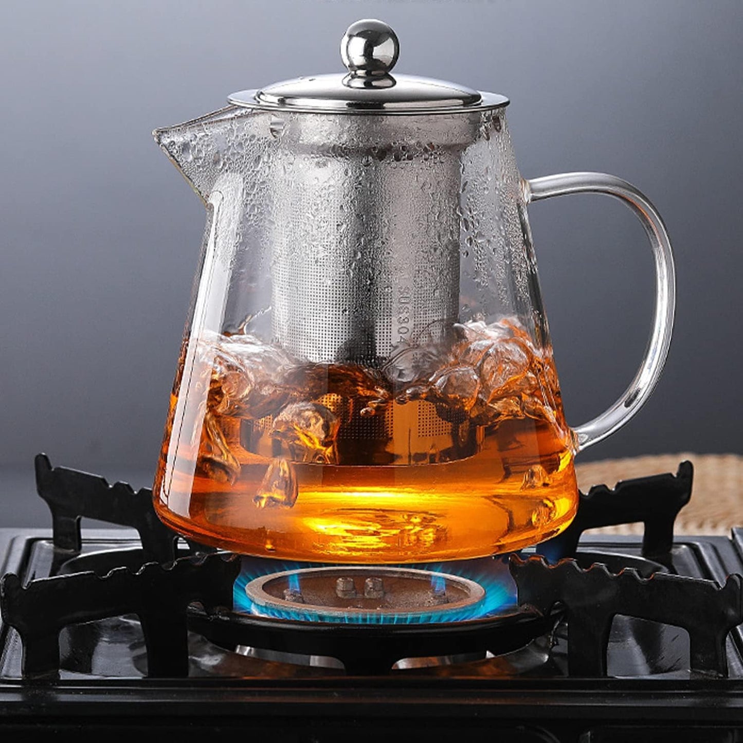 Glass Herbal Tea Pot with Stainless Steel Filter 750mls / 1000mls