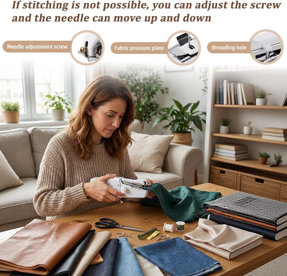 Handheld Sewing Machine, for Quick Repairs & DIY, Sew Clothes, Fabrics, Curtains