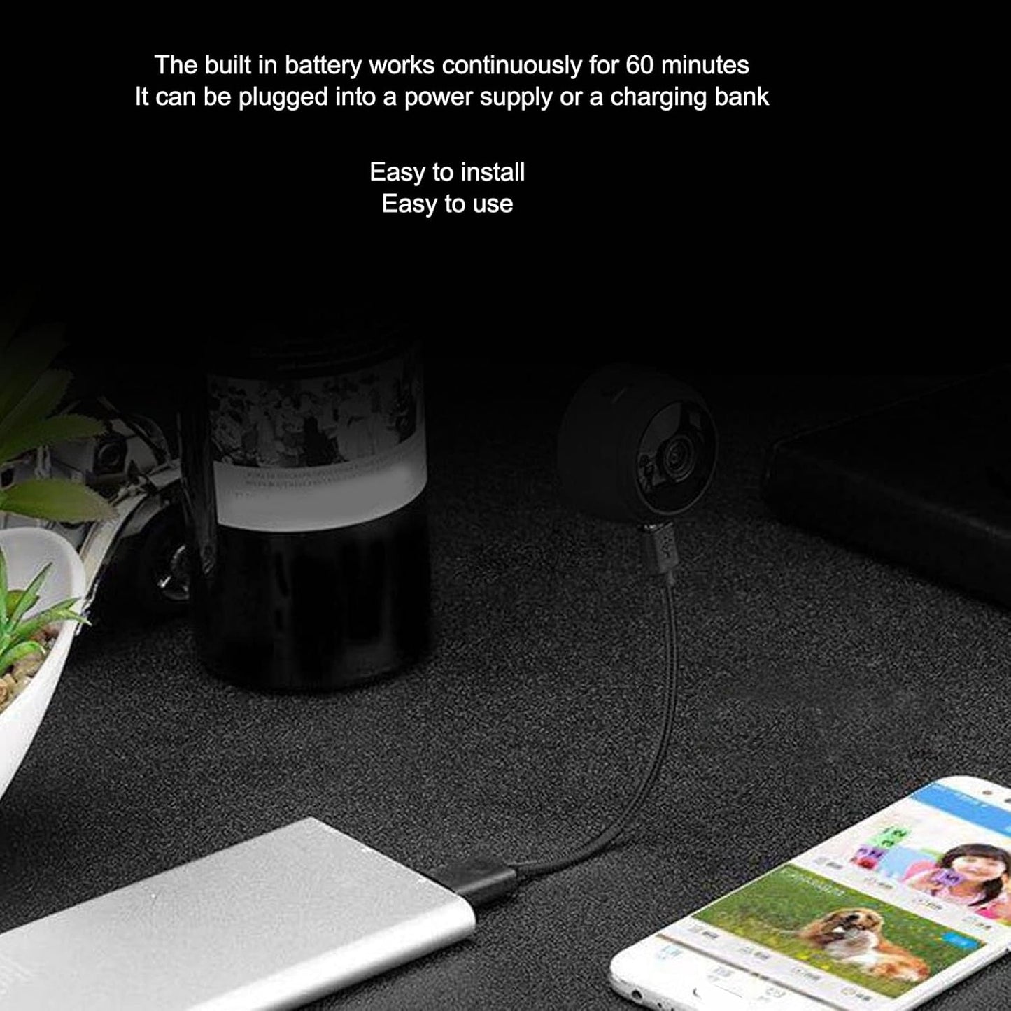 Mini WiFi Hidden Cameras,Wireless Spy Cameras with Video Live Feed / baby Nanny cam