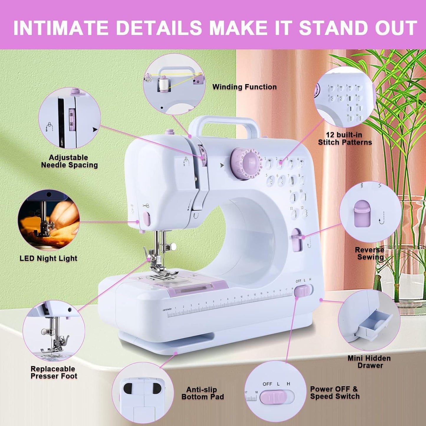 Automatic Electric sewing machine both electric and battery powered for home and leisure art work