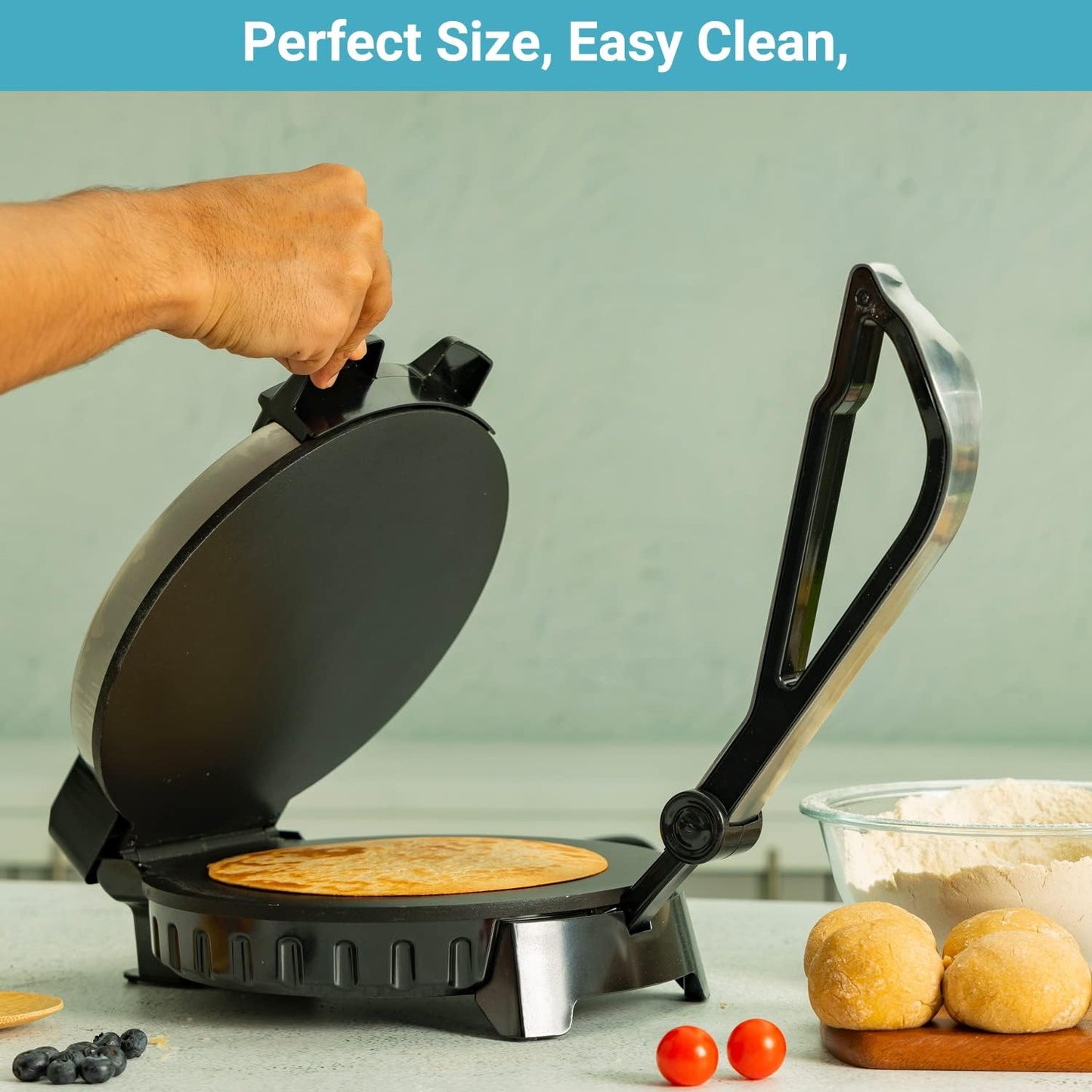 Chapathi Master Non-Stick Roti maker | Flat Bread Maker | Adjustable Temperature Knob | Stainless Steel