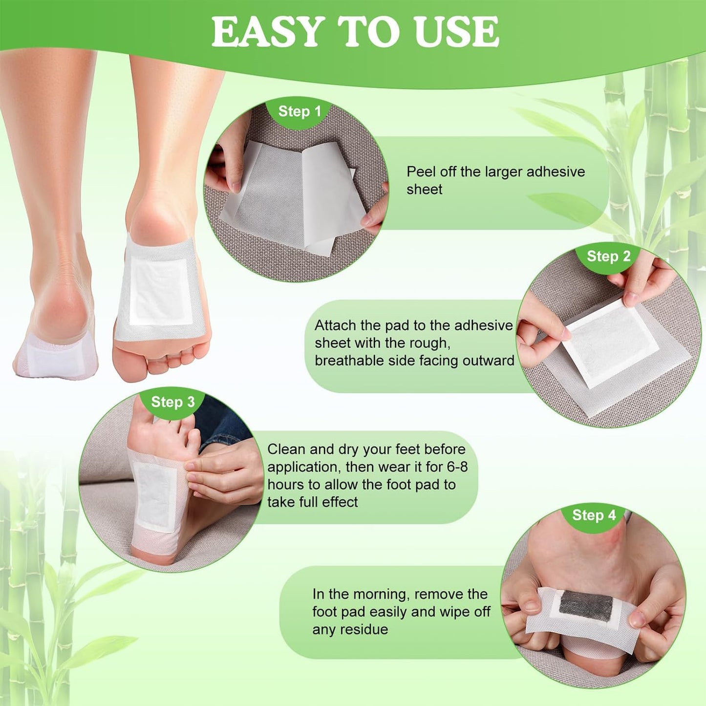 30 Pieces Detox Foot Plasters, Natural Active Ingredients Detox