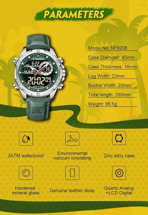 NAVIFORCE Men's Military Digital Watches Japanese Quartz Movement Analog