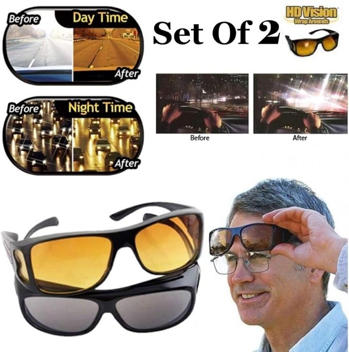 HD Vision Wrap Around Over Glasses Sunglasses Day & Night Driving