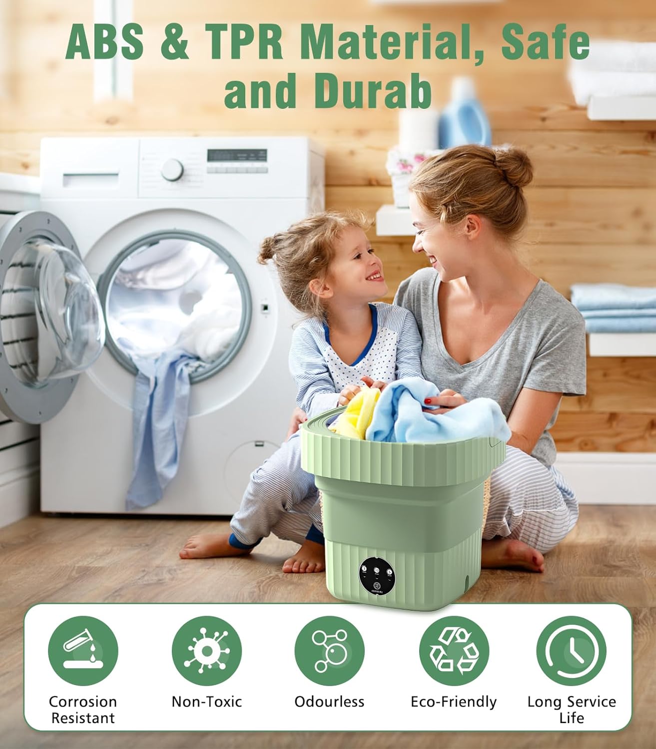 Portable Washing Machine, Washer Dryer, 6.5L High Capacity with Dehydration Function