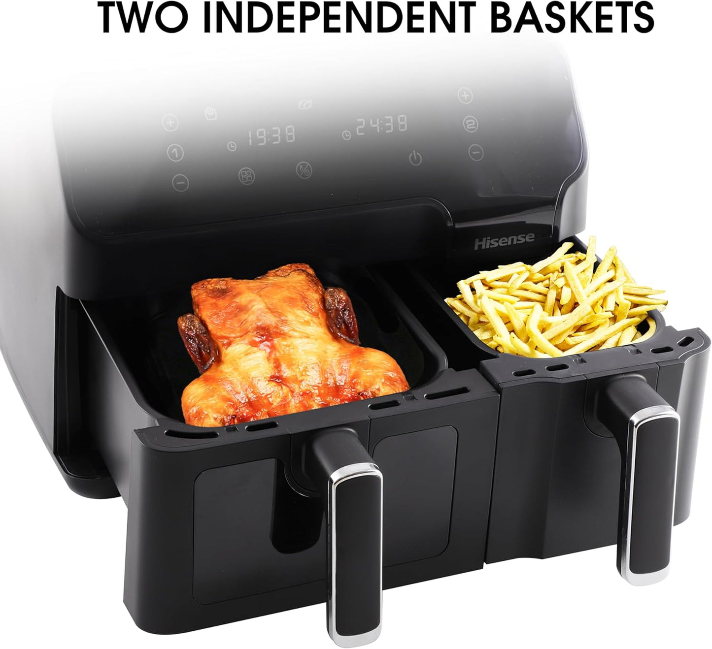 Hisense 9L Dual Basket Air Fryer, Air Fry, Preset Menus, 360° Circulation