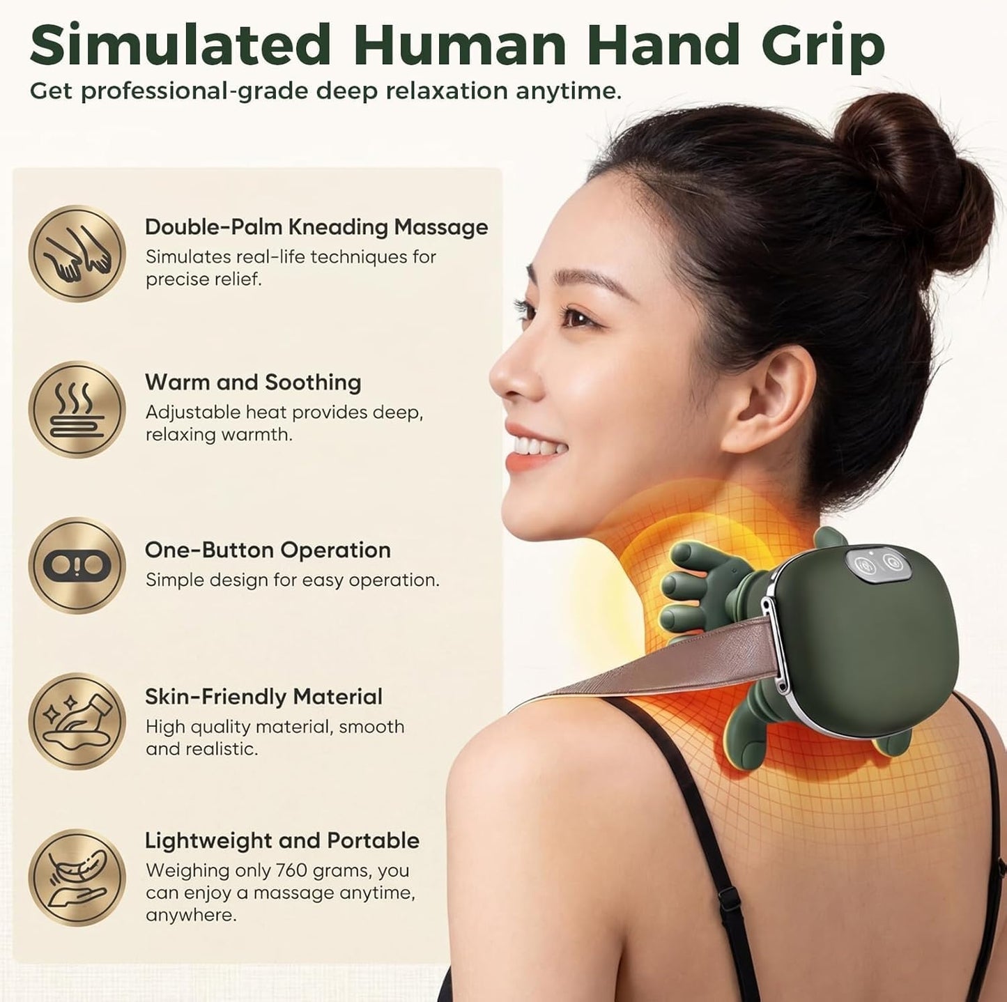 Neck Massager with Heat, Bionic Shiatsu Neck and Back Shoulder