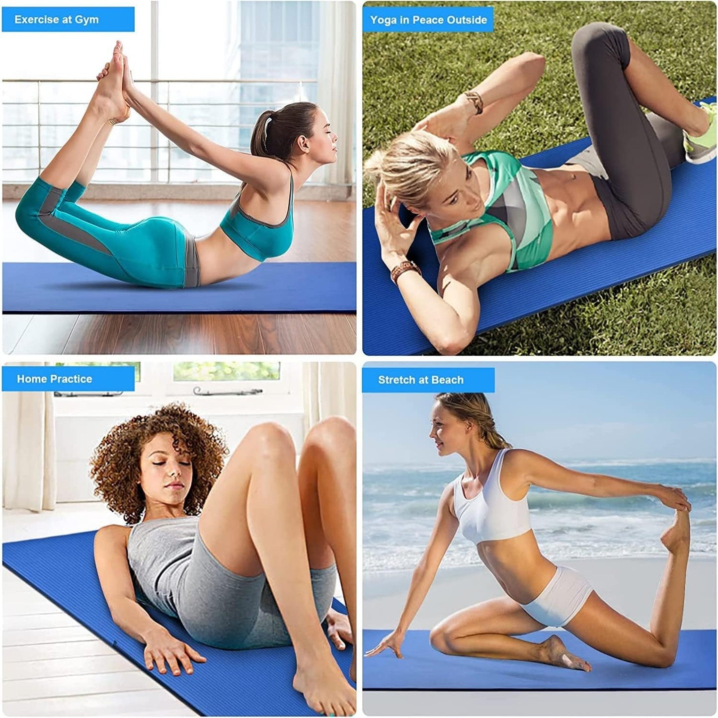 Yoga Mat Floor , Extra Thick Exercise Yoga Gym Floor Mat with Carrying Strap