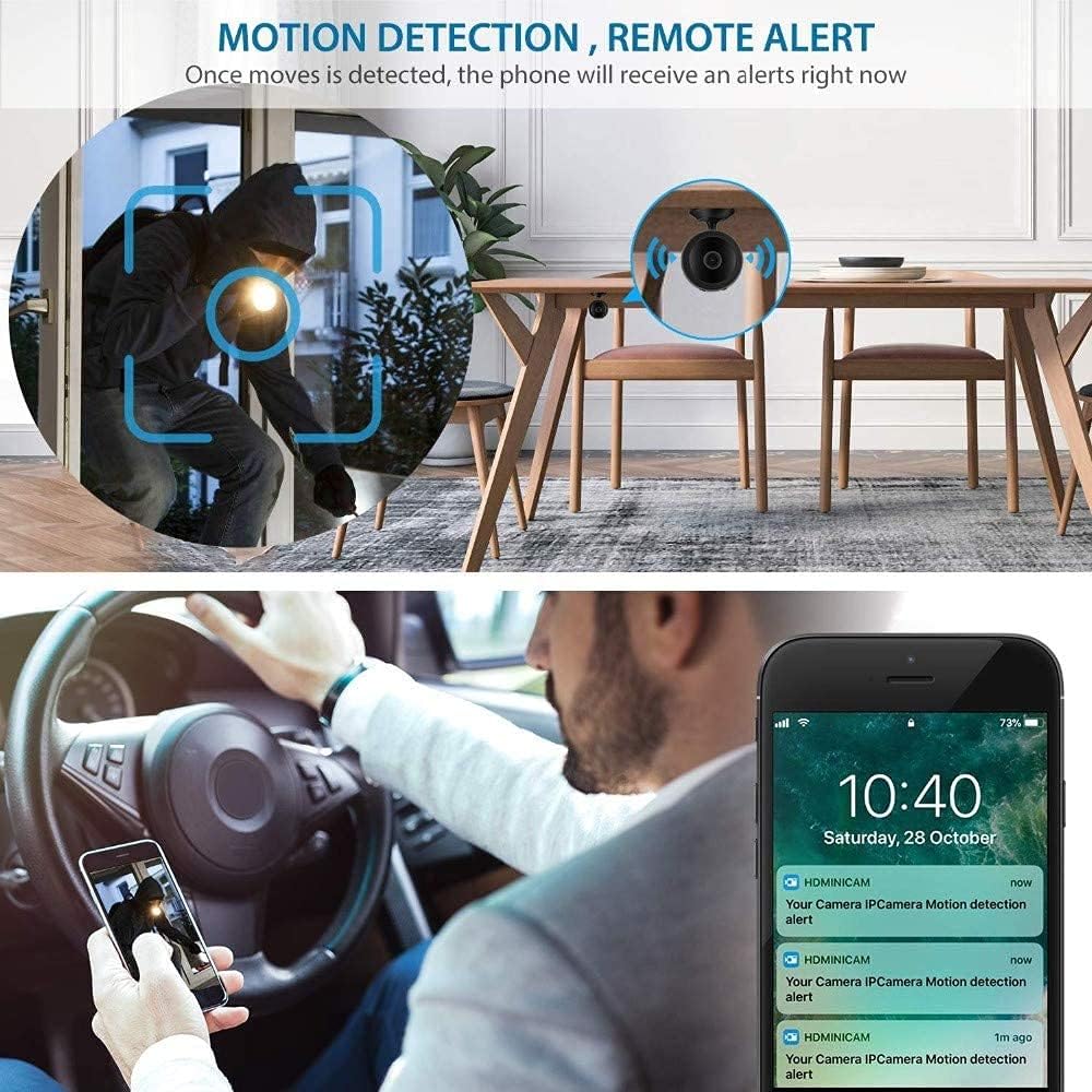 Mini WiFi Hidden Cameras,Wireless Spy Cameras with Video Live Feed / baby Nanny cam