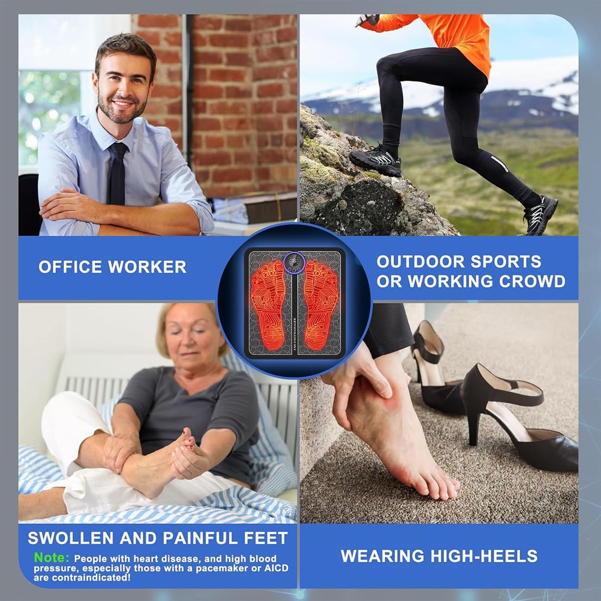 Intelligent Health Foot Massager, EMS Pulse Massage Foot Pad, Micro Current Foot massage