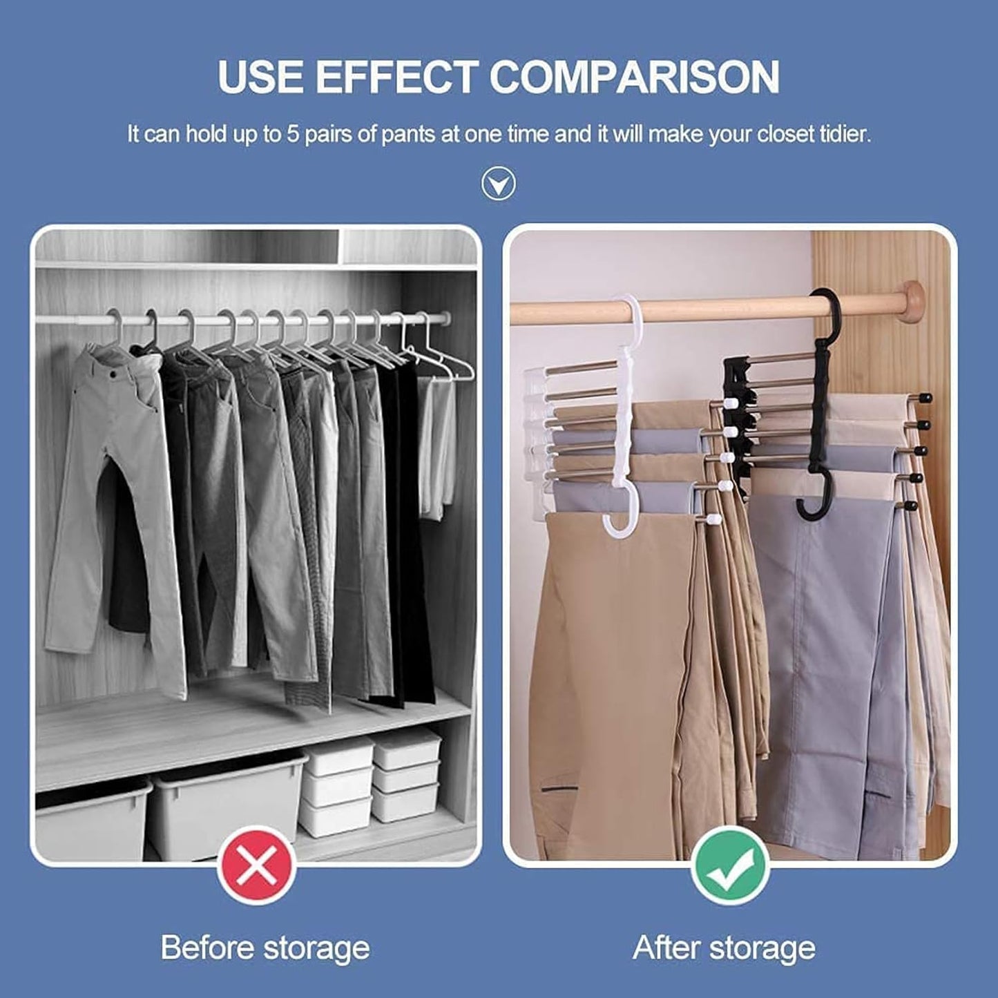 5pcs Foldable Hanger for Clothes Hanging Multi-Layer Cloth Hangers