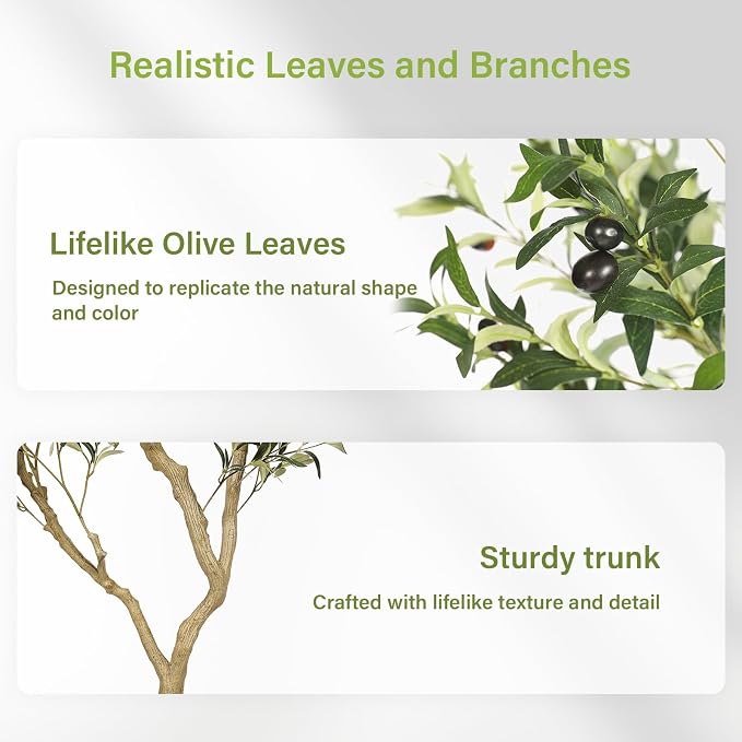 8ft Artificial Olive Tree – Large Faux Olive Plant Indoor with Pot 240cm