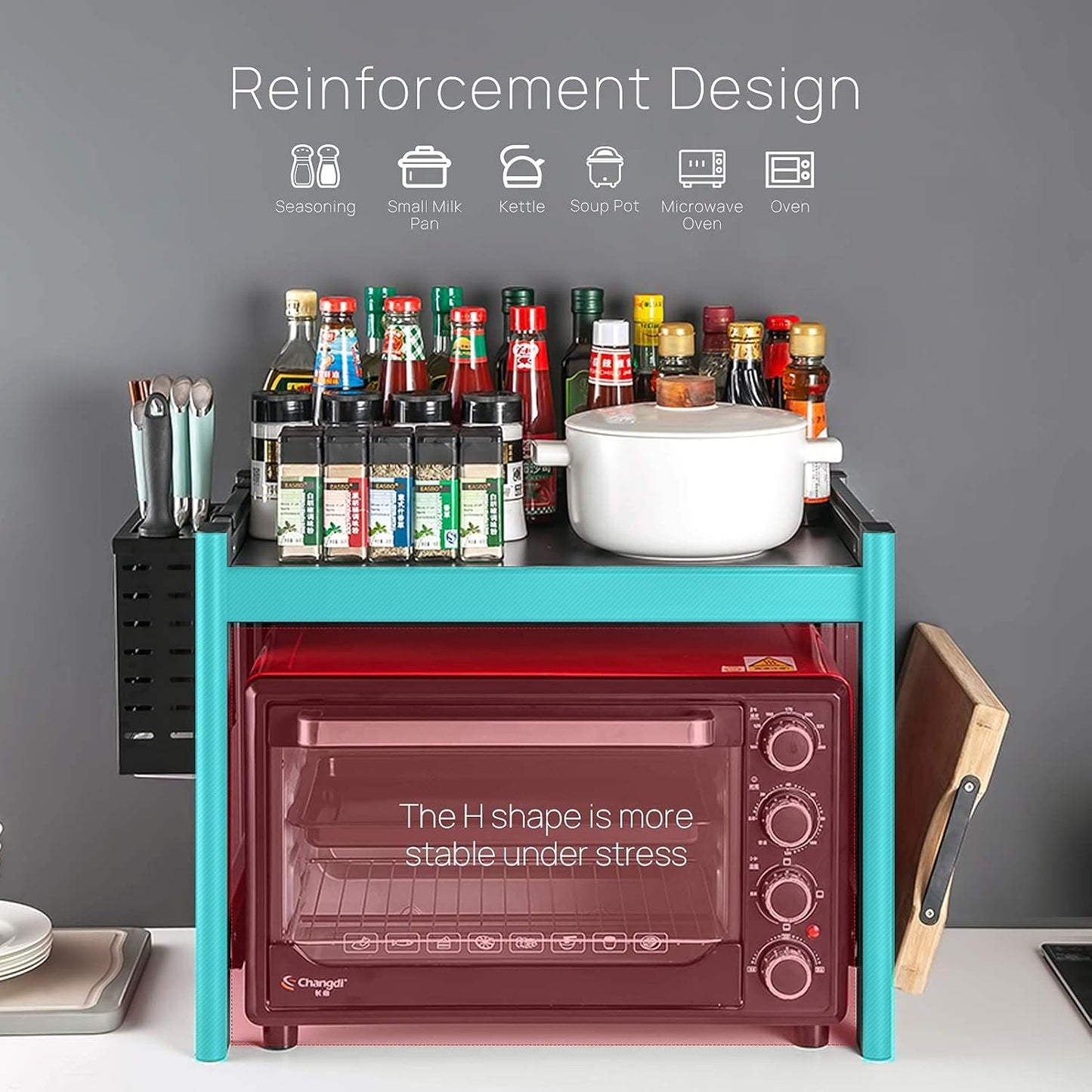 Microwave Shelf Height Adjustable Kitchen Rack with Knife