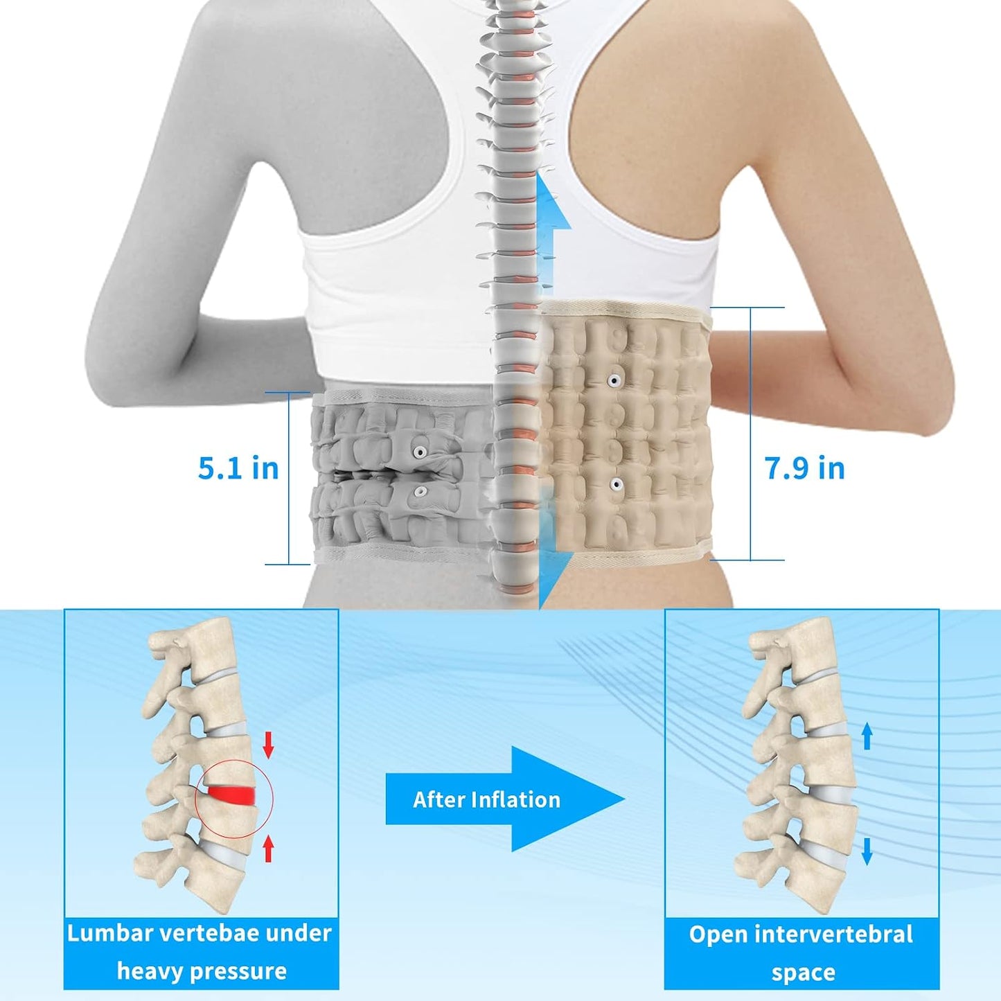 Decompression Back Belt - Lumbar Support Belt for Men & Women