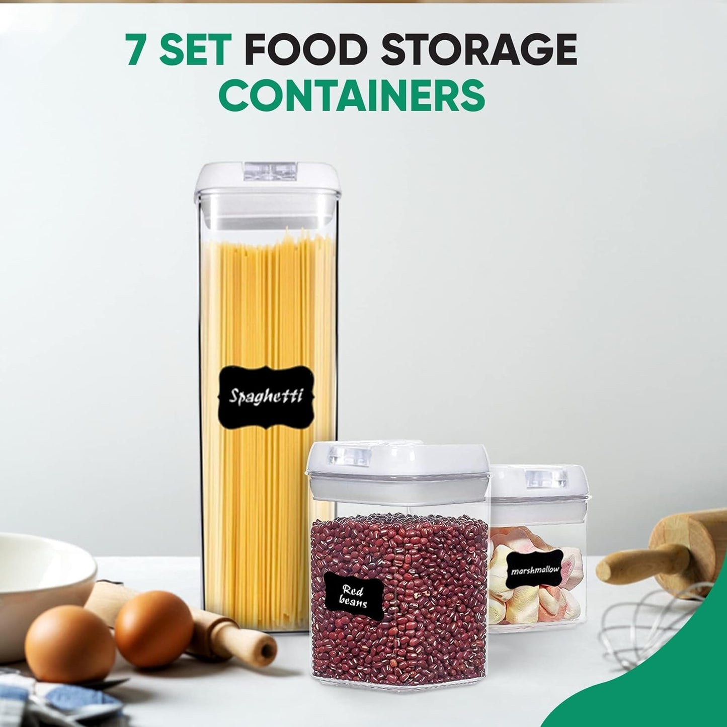 Airtight 7 pcs Food Storage Containers unbreakable