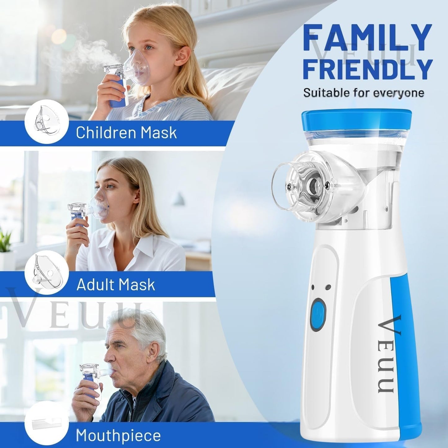 Portable Mesh Nebulizer for Respiratory Care, Handheld Ultrasonic Inhaler
