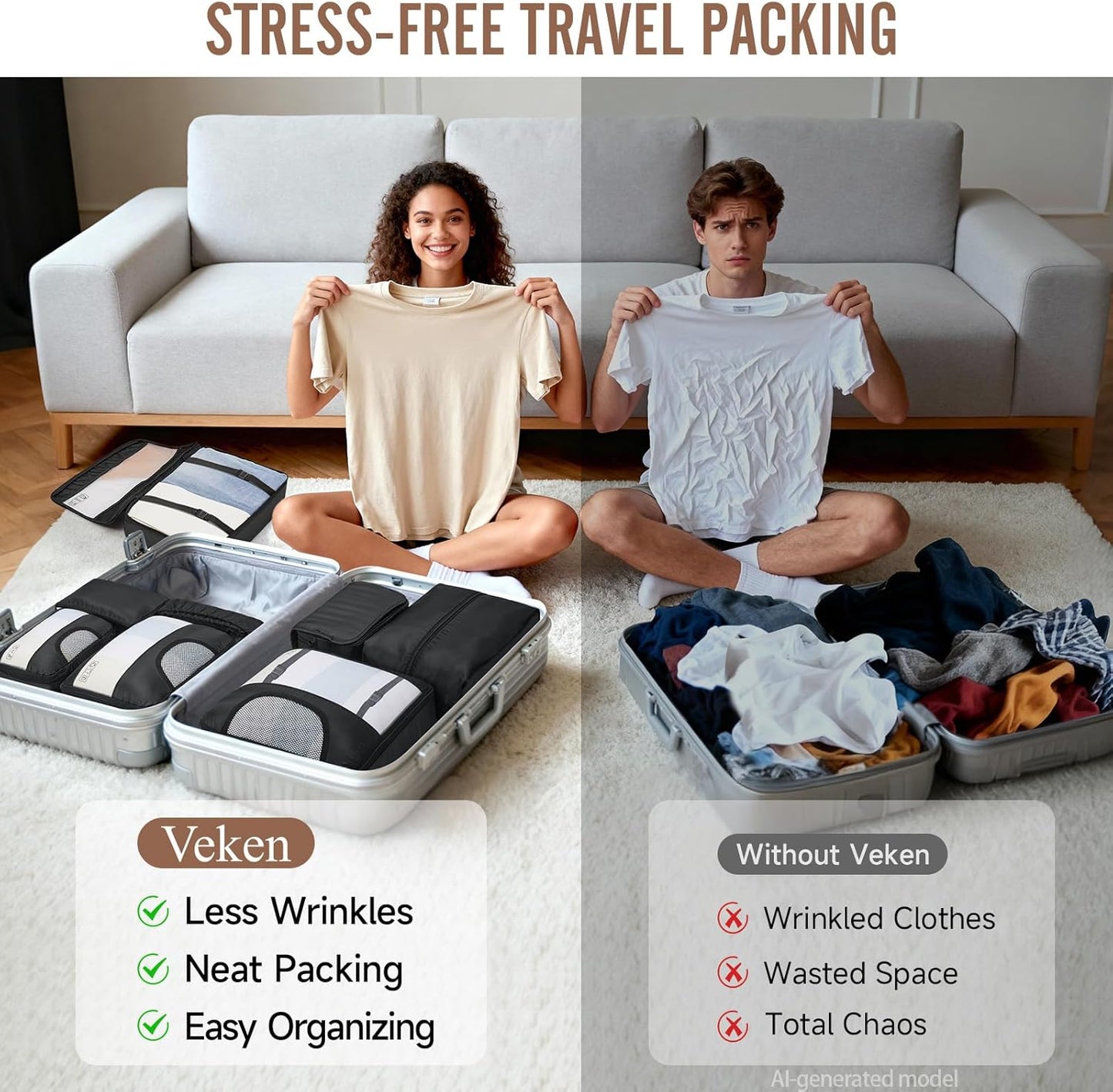 8 Set of packing cubes  Various Colored