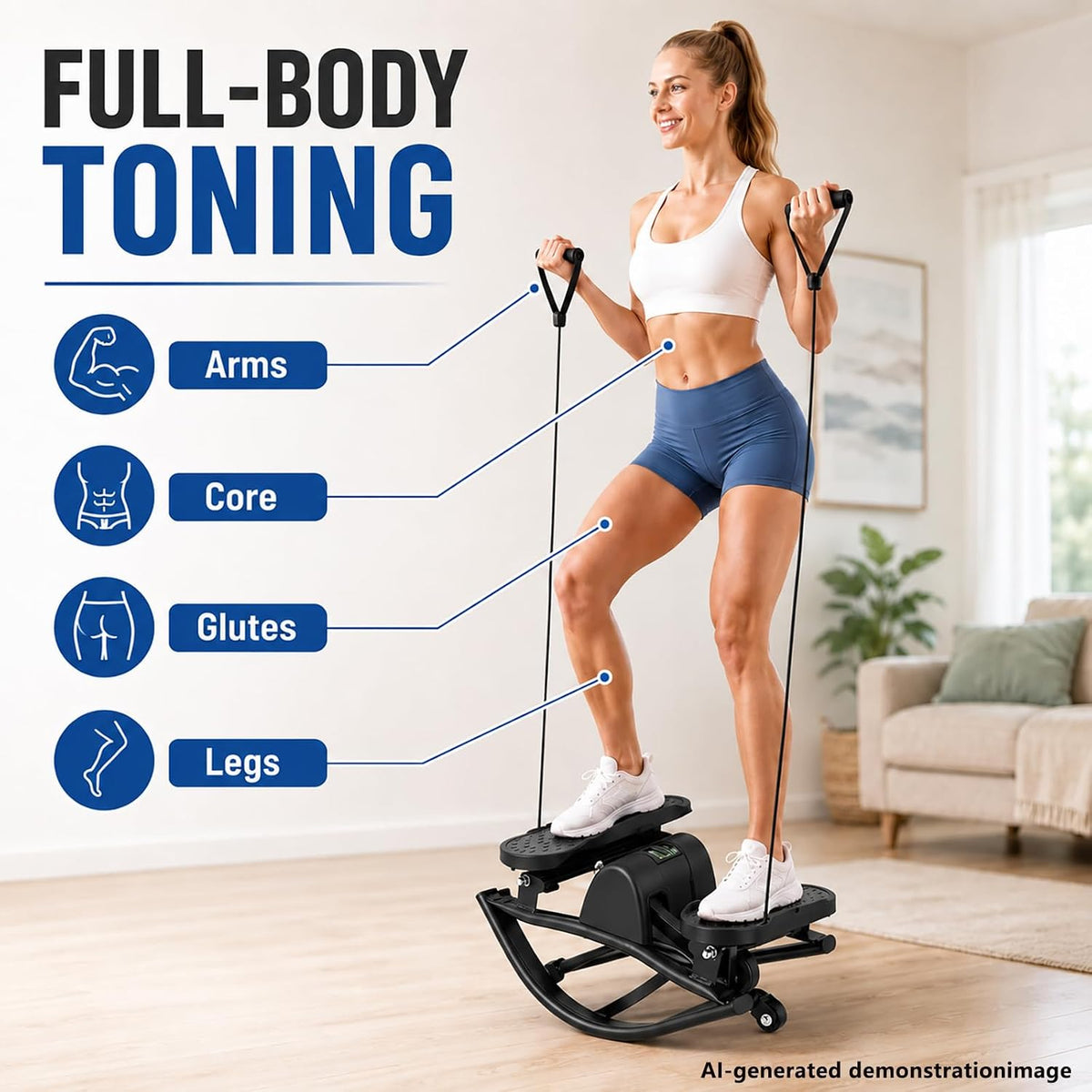 Rock Stepper Step Side-to-Side Lateral Rocking Fitness Stepper with Digital Monitor