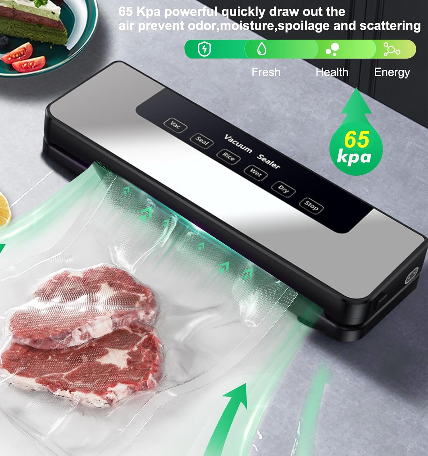 5-in-1 Food Vacuum Sealer Machine with vaccum seal bags for Dry and Moist Food