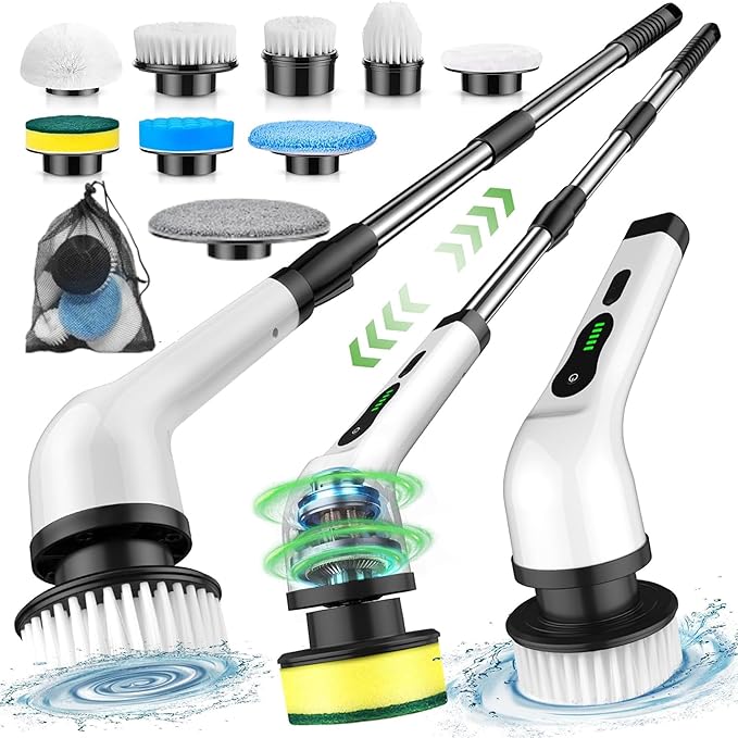 9 in 1 Cordless Electric Spin Scrubber - Cleaning Brush for Home