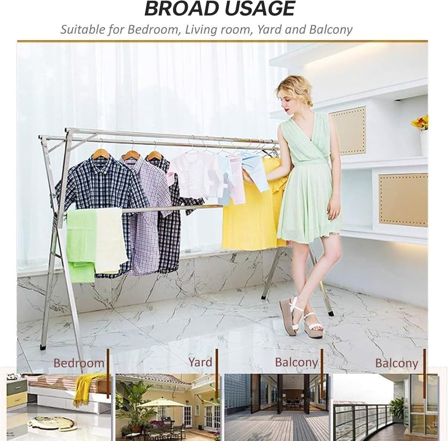 High end foldable Clothes Drying Rack 78 inches Heavy Duty  stainless steel