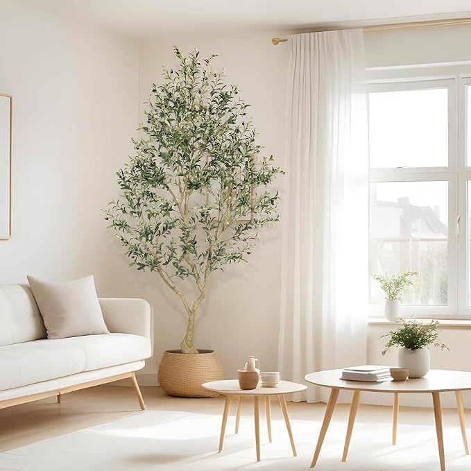 8ft Artificial Olive Tree – Large Faux Olive Plant Indoor with Pot 240cm