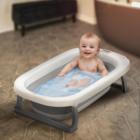 Foldable Baby Bathtub for Kids with Anti-Skid Base set of 4pcs & thermometer