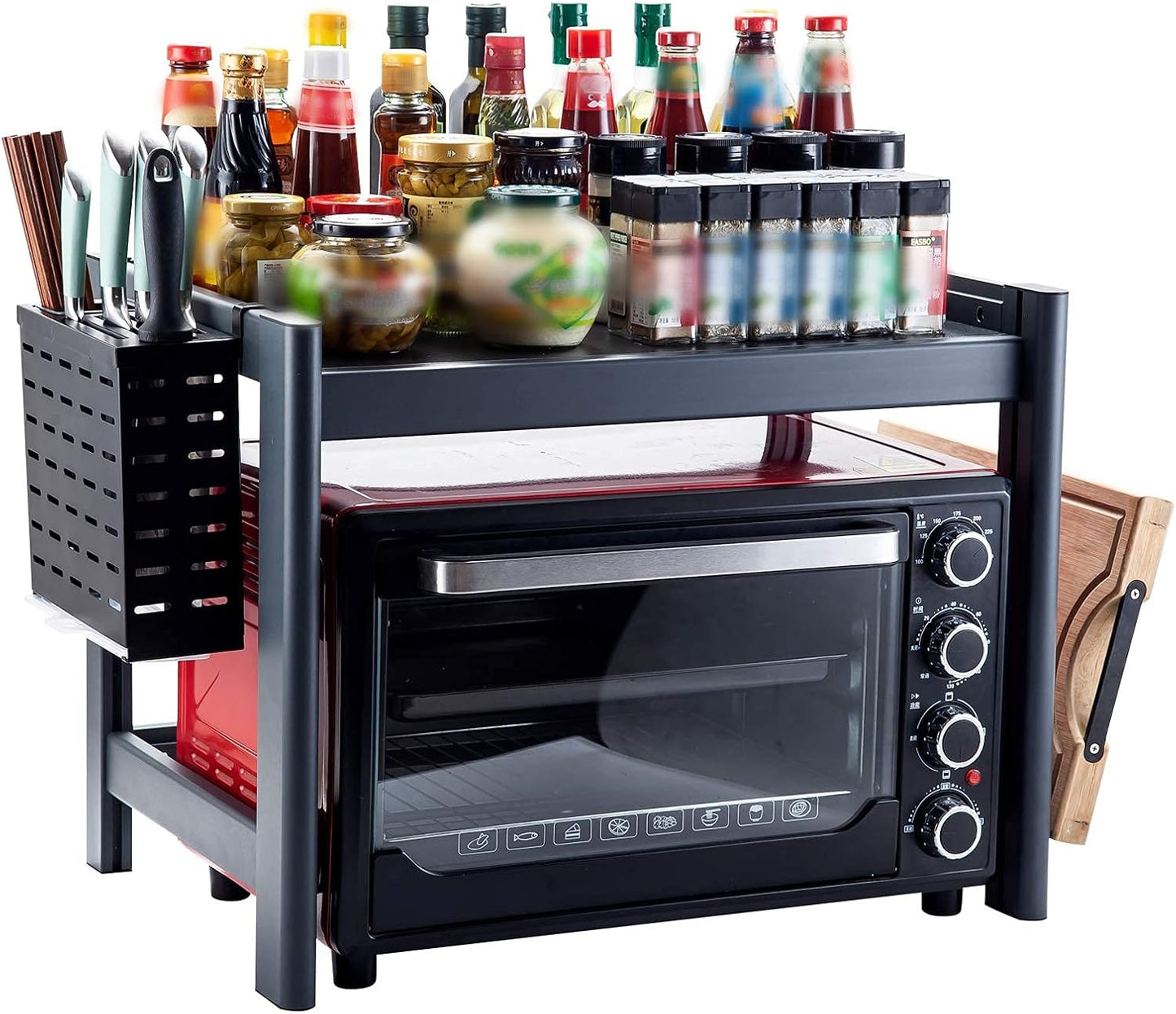 Microwave Shelf Height Adjustable Kitchen Rack with Knife