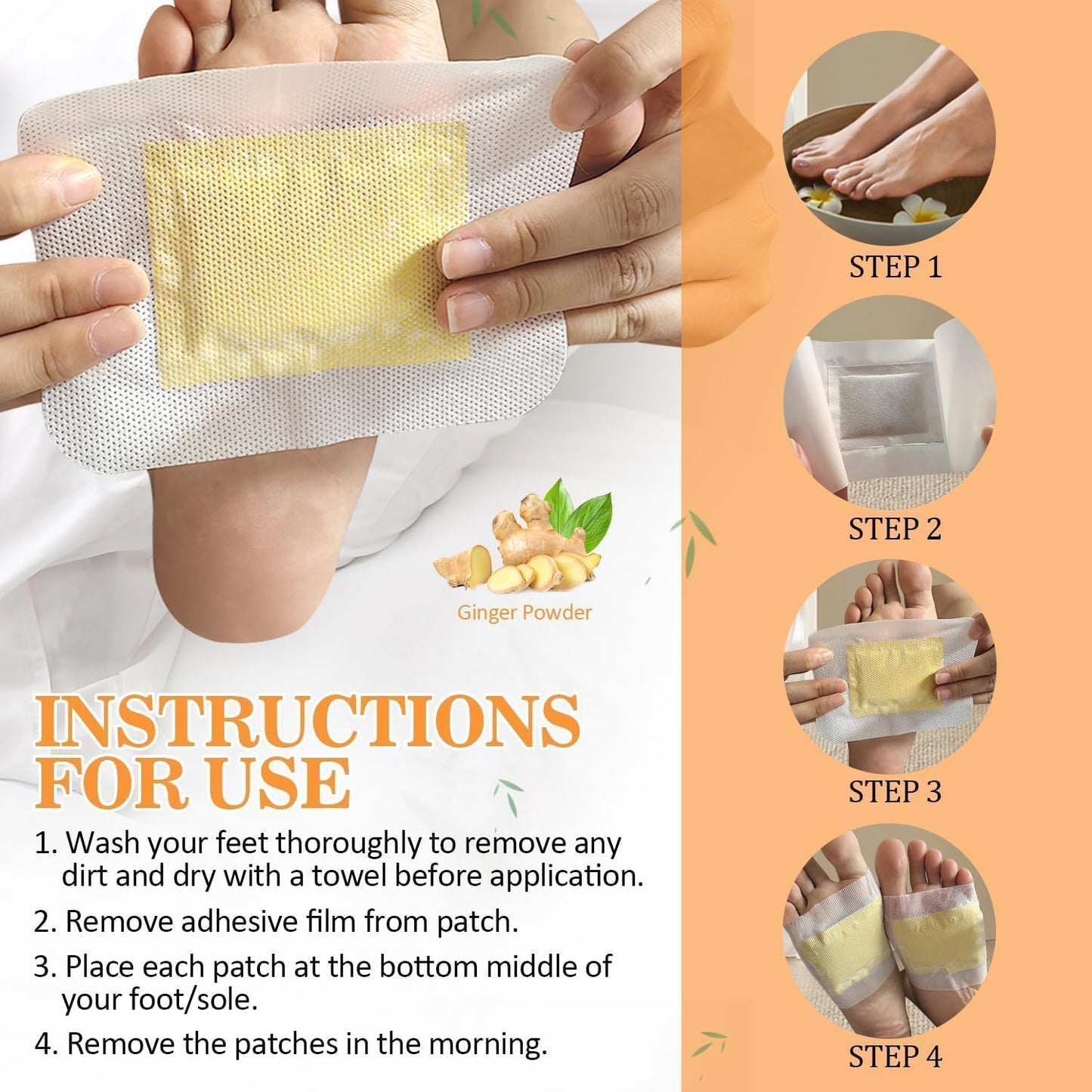 30 Pieces Detox Foot Plasters, Natural Active Ingredients Detox